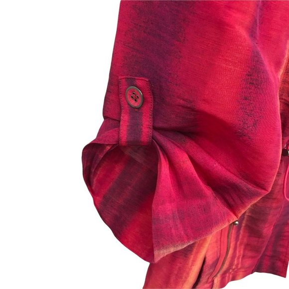 Chico's Womens Adjustable Waist Linen Blend Casual Zip Front Red Jacket Size M - Picture 5 of 9